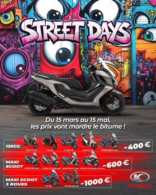 Profitez des Street Days Kymco chez Espace Motos St Quentin